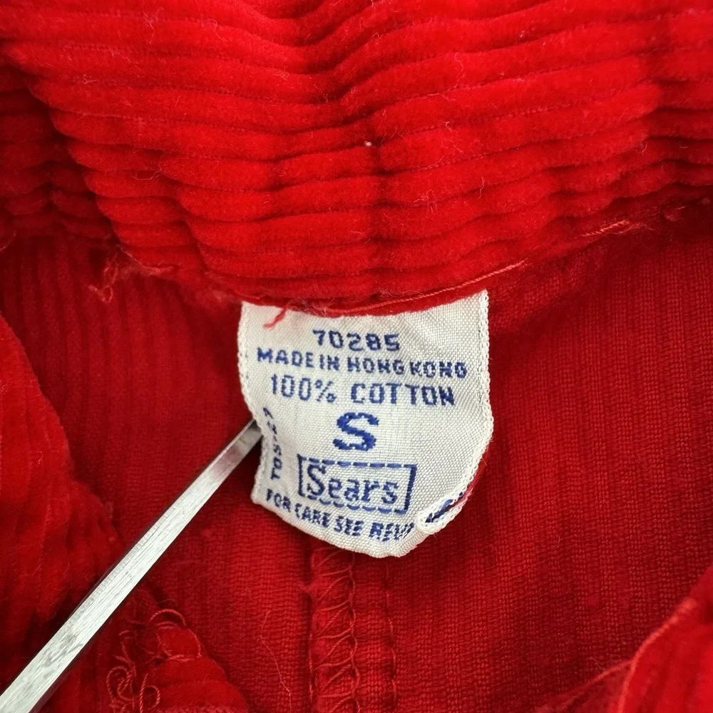 70s Vintage Sears Baby Christmas Romper 15-20lbs Size Small Red Corduroy‎
